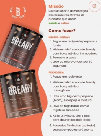 Bready Sabor Queijo, Super Pão Proteico Low Carb Sem Glúten 400g, Hevo