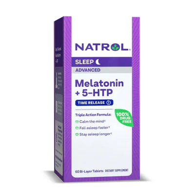 Melatonina, 6mg com 5-HTP, Time Release, 60 Comprimidos, Natrol