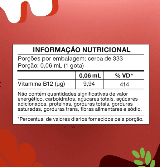 Vitamina B-12 Metilcobalamina 9,9mcg, 20ml Sabor Frutas Vermelhas, Bioroots