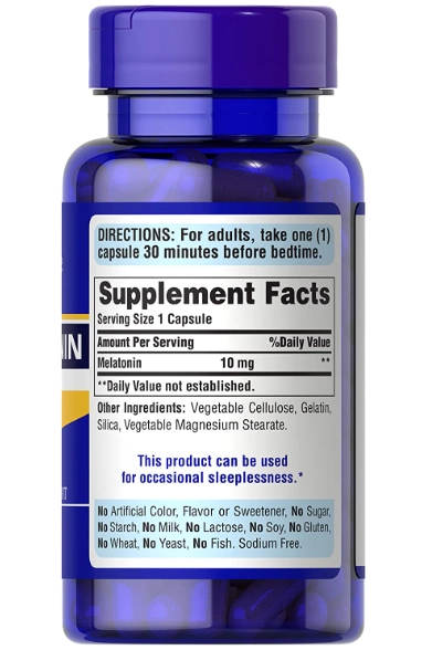 Melatonina, 10mg, 60 Cápsulas, Puritan's Pride