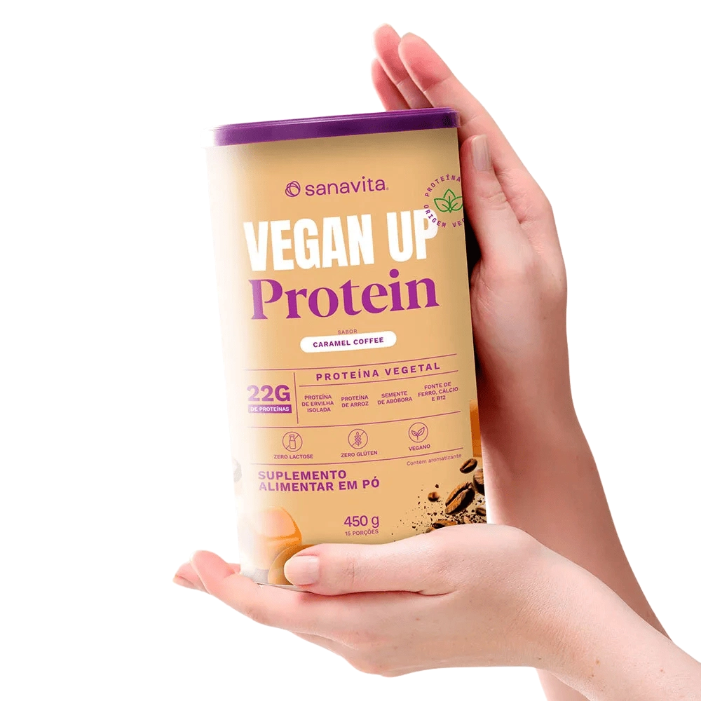 Vegan UP  Protein Sabor Caramel Coffee, 450g - Sanavita