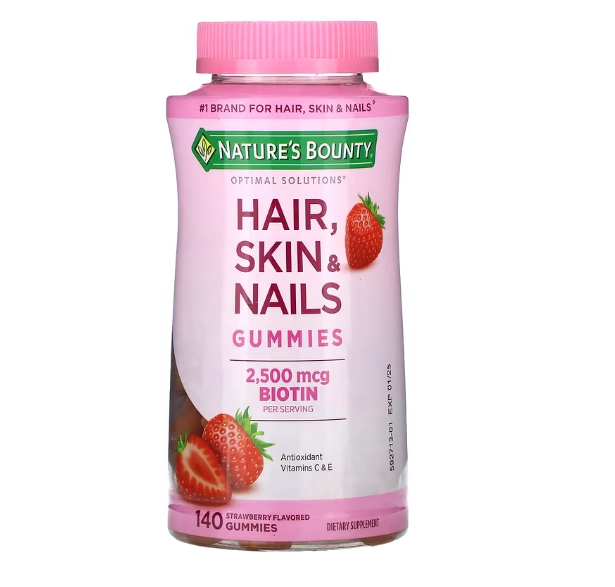 Hair, Skin, Nail (cabelo, pele e unha) 2500mcg, 140 Gomas, Natures Bounty