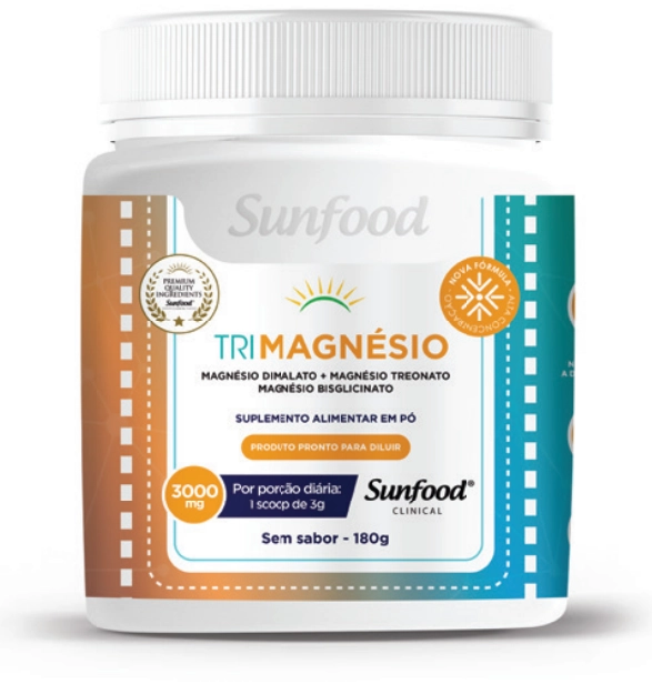 Trimagnésio (Dimalato + Treonato + Bisglicinato), 180g, Sunfood
