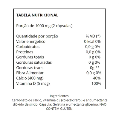 Cálcio + Vitamina D3, 100%IDR, 60 Cápsulas, Flora Nativa