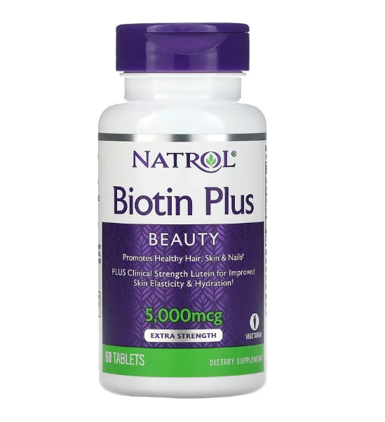 Biotina Plus, Força Extra, 5000mcg, 60 Comprimidos, Natrol