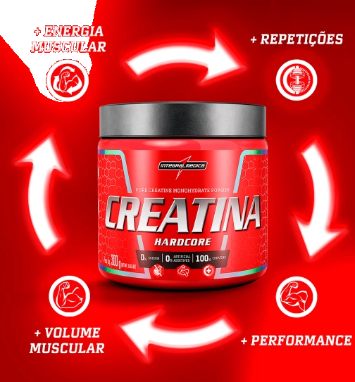 Creatina 100% Pura Hardcore, 300g, Integralmedica