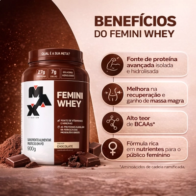 Femini Whey, Com Colágeno, 900g, Max Titanium