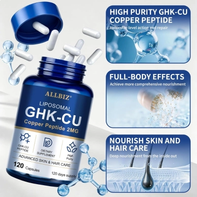 Liposomal GHK-Cu, Peptídeo de Cobre, 2mg, 120 Cápsulas, ALLBIZ