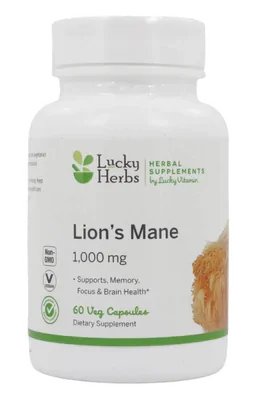 Lion's Mane, Juba de Leão, 500mg, 60 Cápsulas, Lucky Vitamin