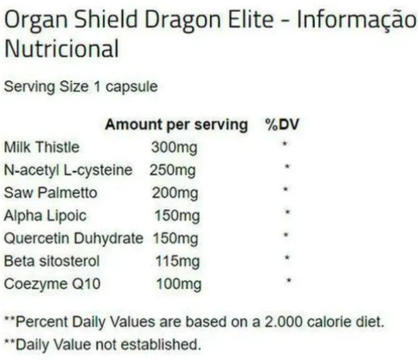 Organ Shield, 60 Capsulas, Dragon Elite