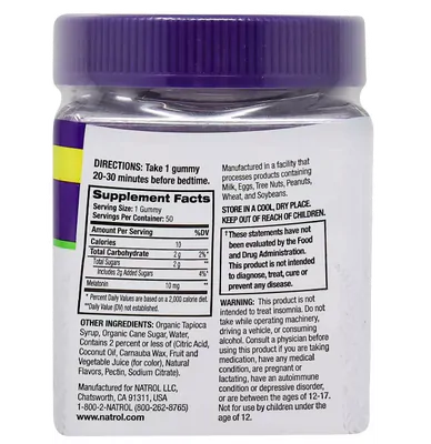 MelatoninMax 10mg, 50 Gomas Sabor Mirtilo, Natrol