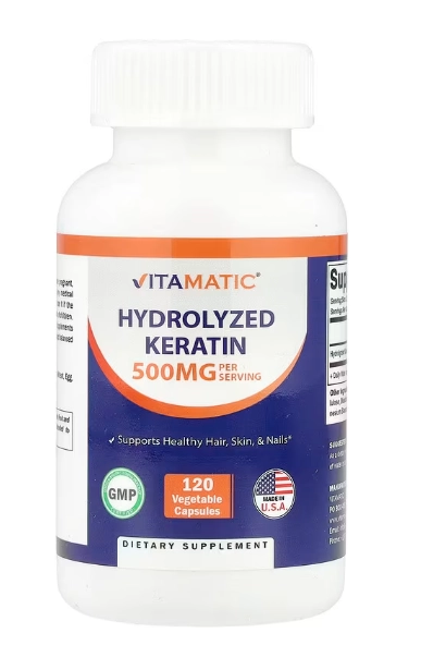 Hydrolyzed Keratin, Queratina Hidrolisada 500mg, 120 Cápsulas, Vitamatic
