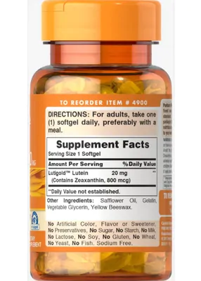 Luteína, 20mg, 30 Cápsulas em Gel, Puritan's Pride