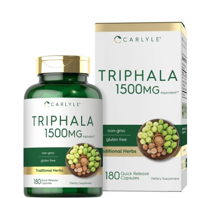 Triphala 1500mg, Saúde Digestiva e Bem-Estar Intestinal, 180 Cápsulas, Carlyle