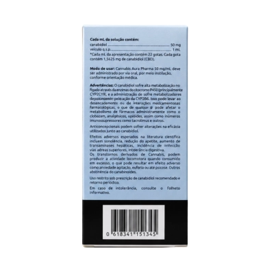Extrato de CBD, 50mg, 10ml,  Aurapharma