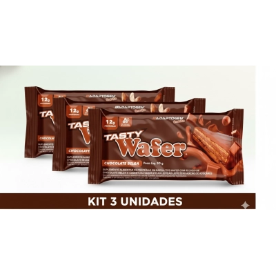 Tasty Wafer, Barra de Proteína, Sabores, 3 unidades 50g Cada, Adaptogen