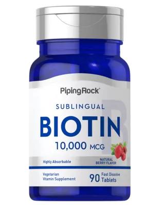 Biotina Max, 10,000mcg, 90 Pastillas, Pipingrock