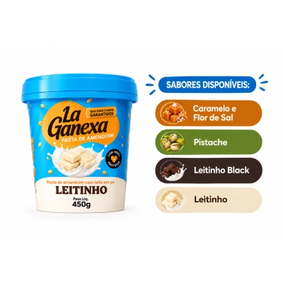 Pasta de Amendoim com Whey, 450g, Sabores, La Ganexa