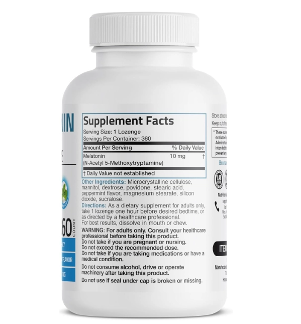 Melatonina 10mg, 360 Comprimidos sublinguais Sabor Hortelã, Bronson