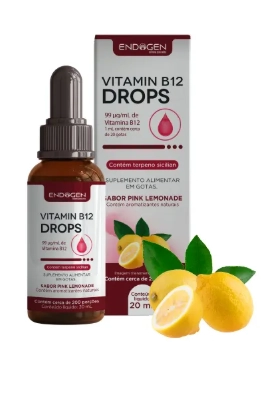 Vitamina B-12 Drops, 20ml Sabor Pink Lemonade, Endogen