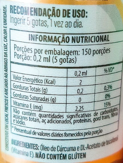 Óleo de Cúrcuma com Vitamina E, 30ml, Flora Nativa
