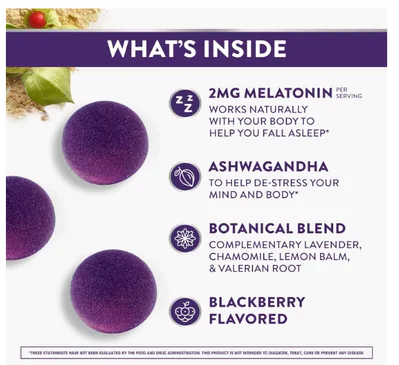 Melatonina ZzzQuil  2mg Com Ashwagandha, 60 Gomas, Vicks