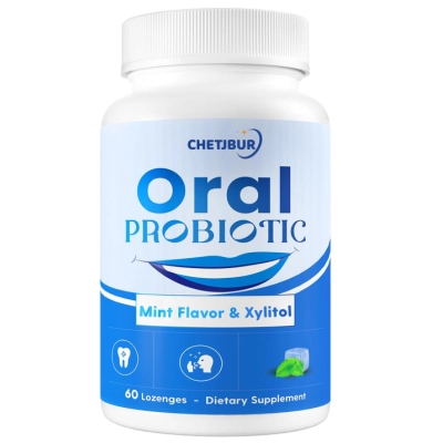 Oral Biotic, Probióticos orais, 11 bilhões de UFC, com M18, A12, para Mau Hálito, 60 Comprimidos Mastigáveis, Chetjbur