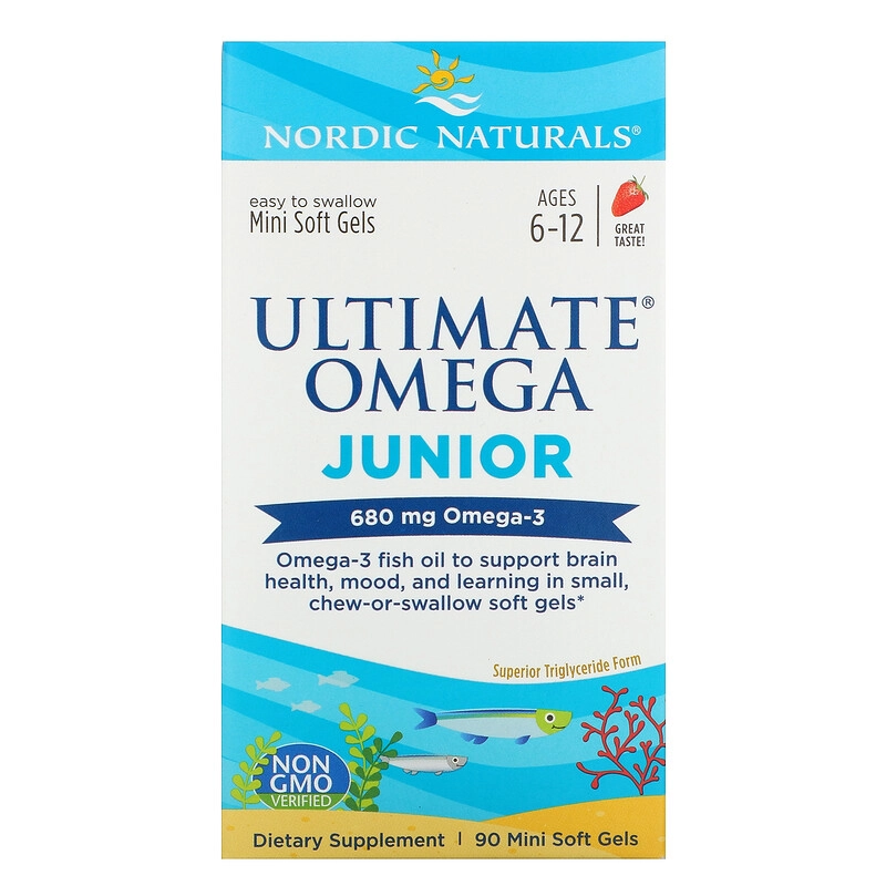 Ultimate Omega Junior, 680mg, 90 Mini Soft Gels Sabor Morango, Nordic Naturals