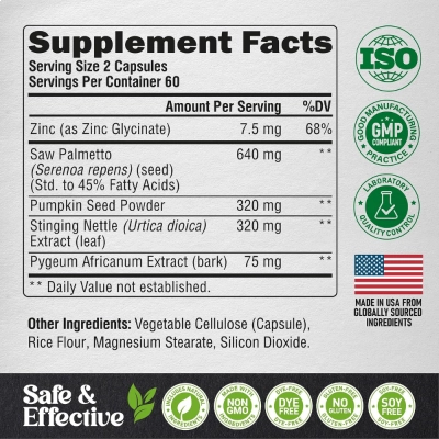 Saw Palmetto for Men 640mg, 120 Cápsulas, Nutra Harmony