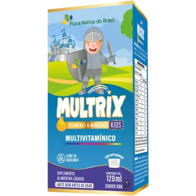 Kit 3 Unidades, MULTRIX (Xarope Infantil com Vitaminas de A a Z) Sabor Uva, 120ml - Flora Nativa do Brasil