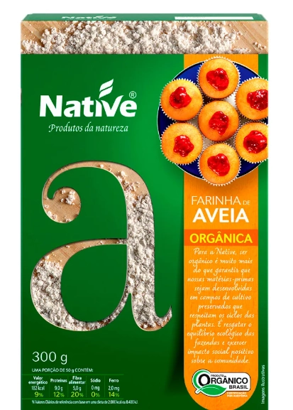 Farinha de Aveia Orgânica, 300g, Native