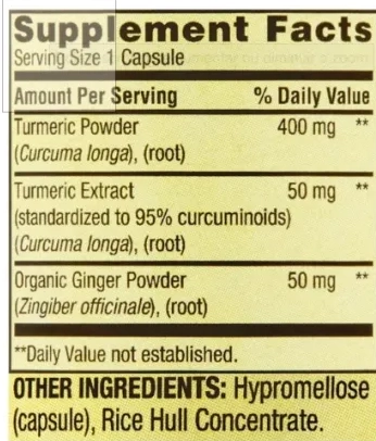 Cúrcuma, 500mg, Com 50mg de Gengibre em Pó, 90 Cápsulas, Spring Valley