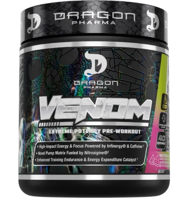 Pré Treino Venom, Sabor Melancia, 40 porções, Dragon Pharma