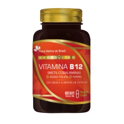 Vegan  Vitamina B12 + Ácido Fólico + Ferro, 60 Cápsulas, Flora Nativa