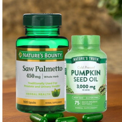 Kit Vitalidade Masculina Nature’s - Saw Palmetto + Pumpkin Seed Oil