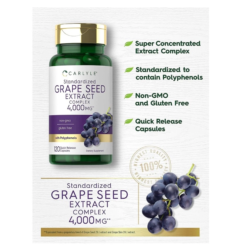 Grape Seed Extract, 4.000mg, 120 cápsulas, Carlyle