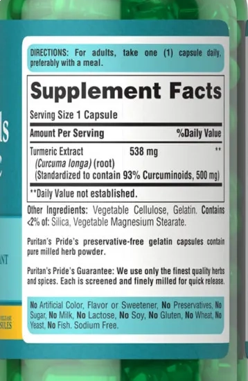 Curcuminoides, Extrato de Açafrão, 538mg, 30 Cápsulas, Puritan's Pride