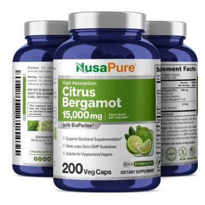 Citrus Bergamot 15,000mg, Bergamota cítrica, Antioxidante, 200 Cápsulas, NusaPure 