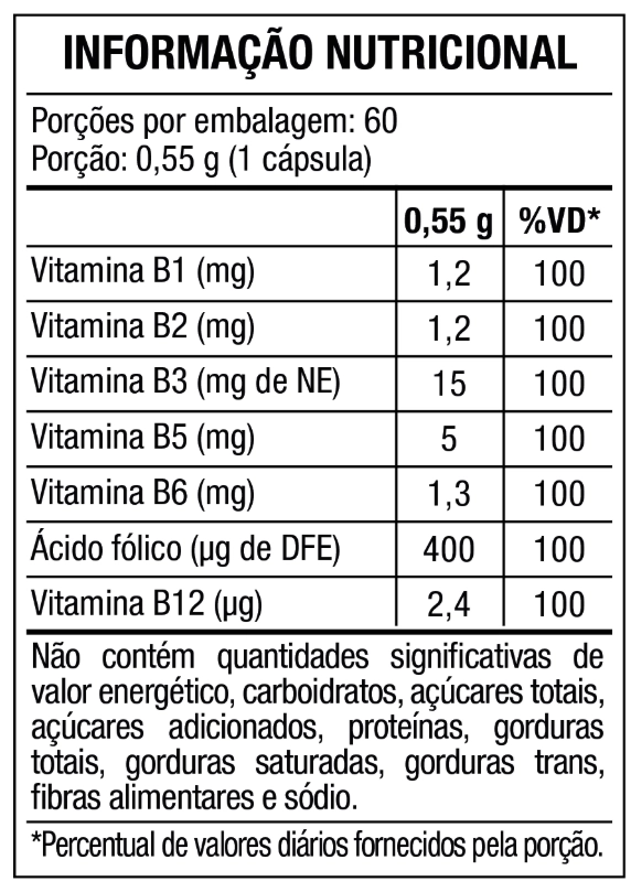 Complexo B 100% IDR, 60 Cápsulas, Maxinutri