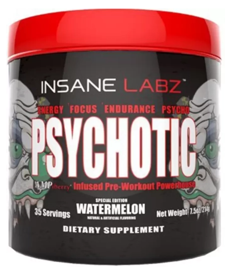 Pre Treino Psychotic Red, Sabor Watermelon, 214g, Insane Labz