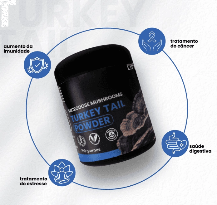 Extrato Puro e Concentrado, Cogumelo Turkey Tail, 100g em Pó, Microdose Life