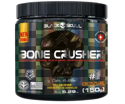 Pré Treino, Bone Crusher, 150g, Sabor Frutas Amarelas, Black Skull