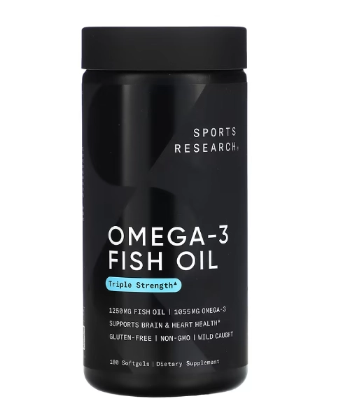 Fish Oil, Óleo de Peixe Ômega-3, Potência Tripla, 180 Cápsulas, Sports Research