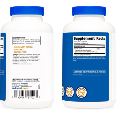  Extrato de Boswellia, 1200mg, 180 Cápsulas, Nutricost