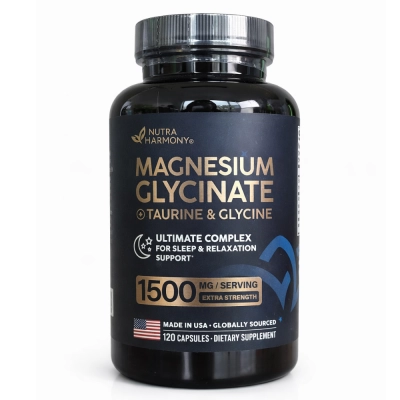 Glicinato de Magnésio, 1500mg para Sono e Relaxamento, 120 Cápsulas – Nutraharmony