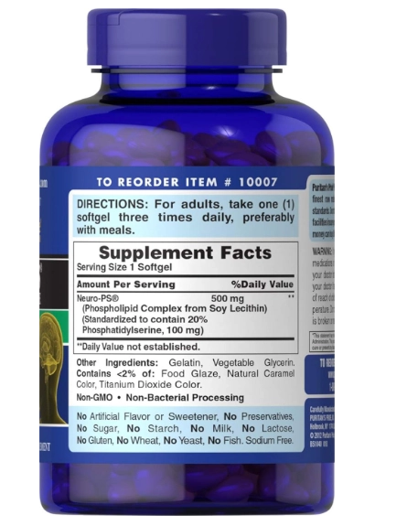Neuro Ps, Fosfatidilserina 100mg, 120 Softgels, Puritan's Pride