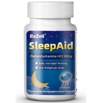 SleepAid 50mg, Para um sono mais profundo e reparador, 220 Cápsulas, RXZELL