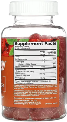 Gomas de própolis e echinacea, 100 gomas Sabor Framboesa, Gummiology