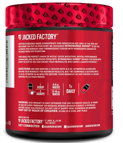  Pré-Treino Nitro Surge, 216g Sabor Fruit Punch, Jacked Factory