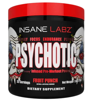 Pré-Treino Psychotic, Sabor Fruit Punch, 215g, Insane Labz